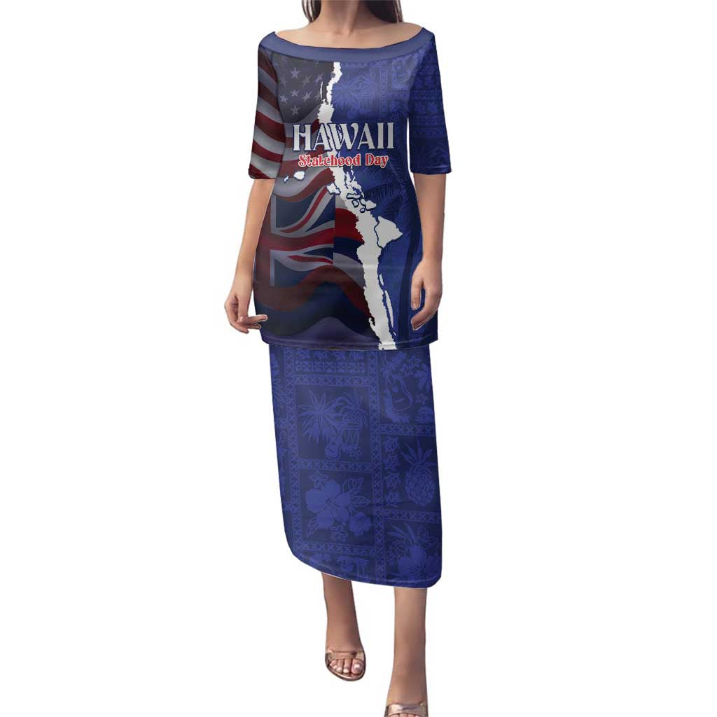 Personalized Hawaii Statehood Day Family Matching Puletasi and Hawaiian Shirt 66th Anniversary - Polynesian Pride