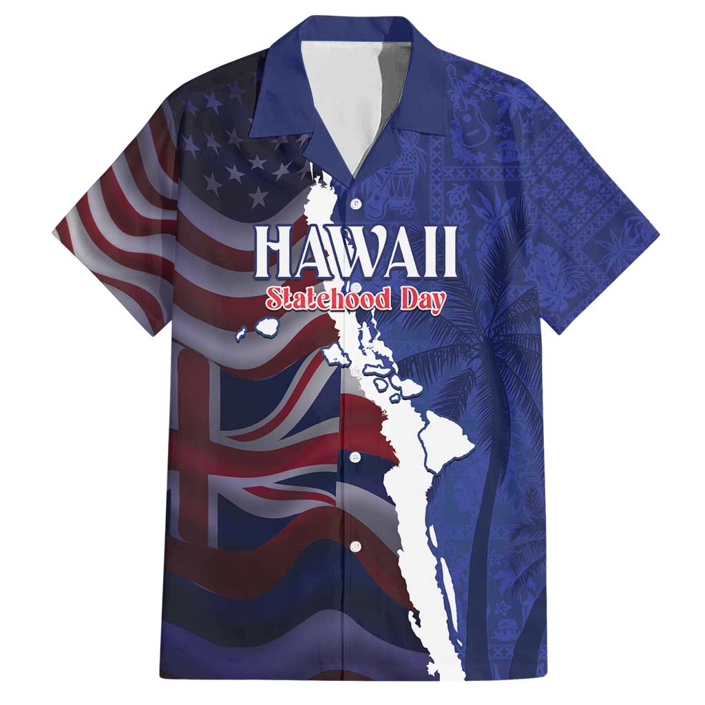 Personalized Hawaii Statehood Day Family Matching Short Sleeve Bodycon Dress and Hawaiian Shirt 66th Anniversary LT14 Dad's Shirt - Short Sleeve Blue - Polynesian Pride