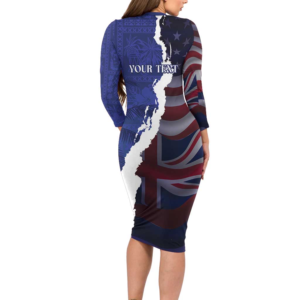 Personalized Hawaii Statehood Day Long Sleeve Bodycon Dress 66th Anniversary - Polynesian Pride