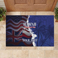 Personalized Hawaii Statehood Day Rubber Doormat 66th Anniversary LT14 Blue - Polynesian Pride