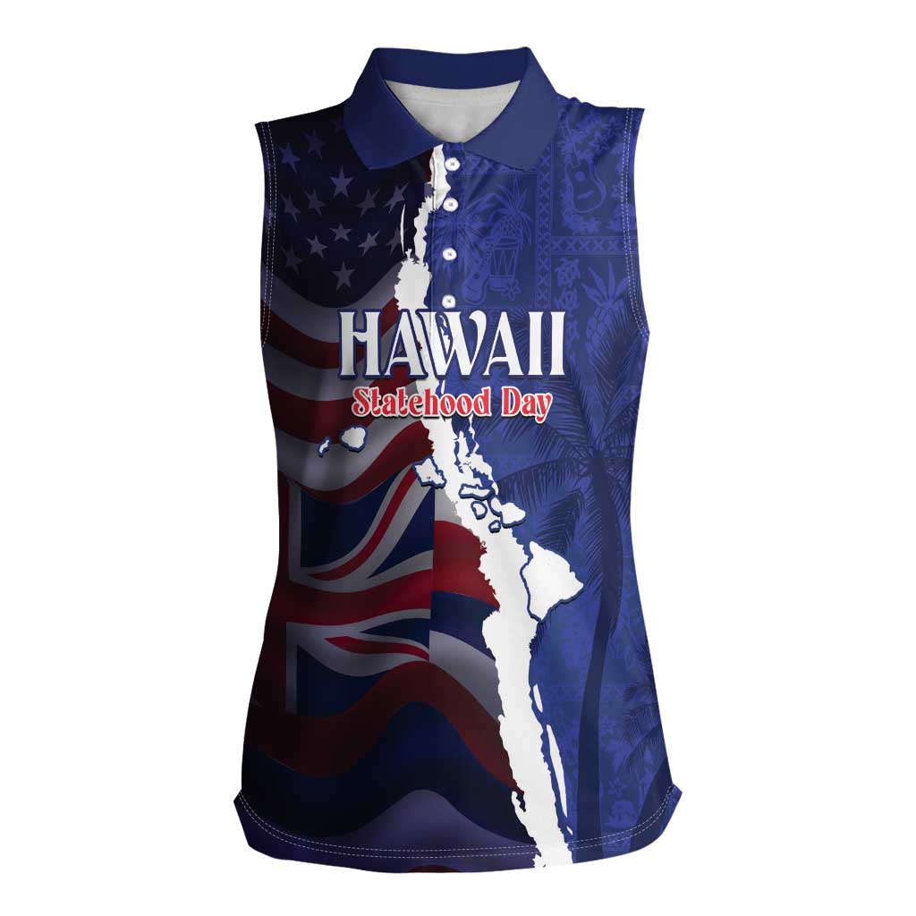 Personalized Hawaii Statehood Day Women Sleeveless Polo Shirt 66th Anniversary - Polynesian Pride