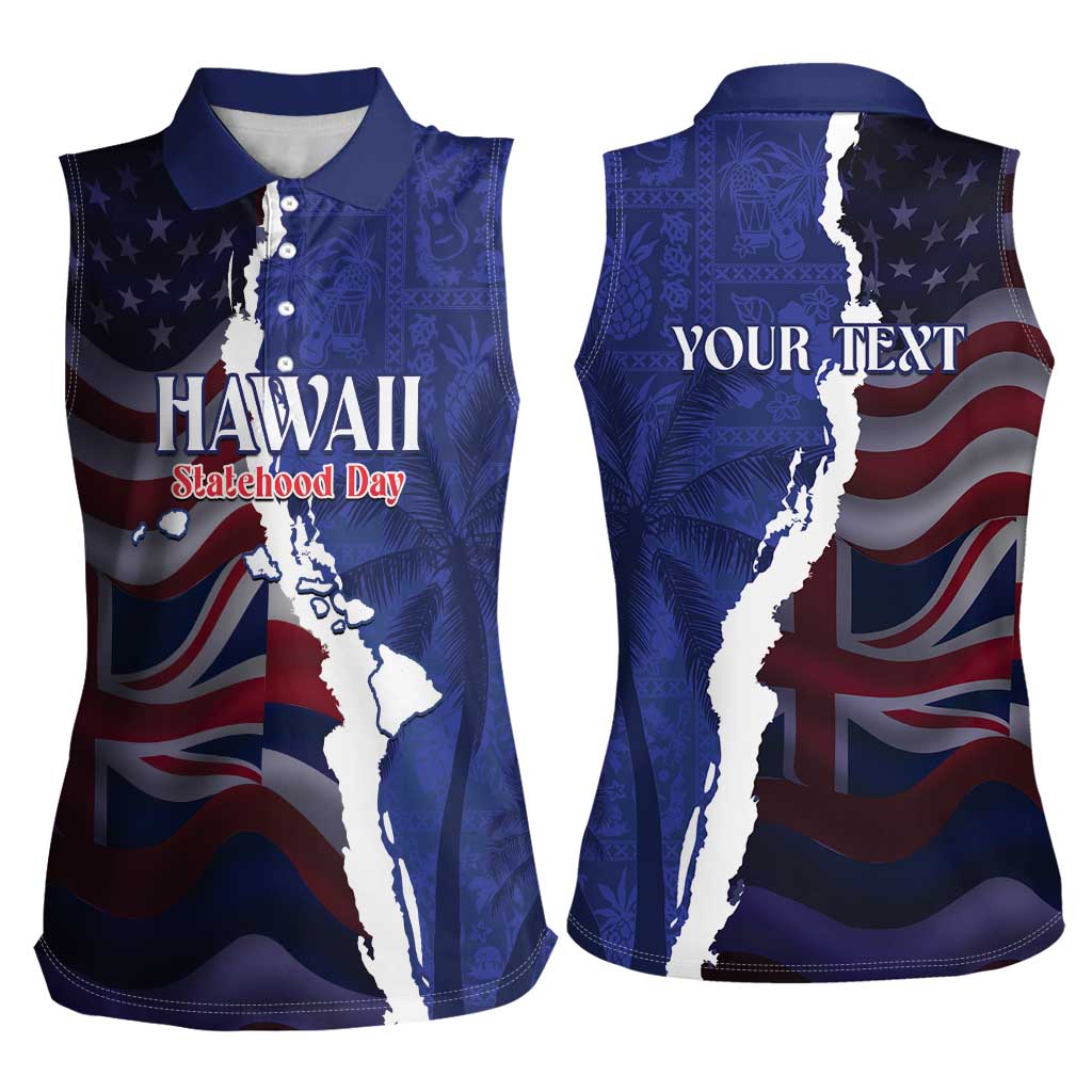 Personalized Hawaii Statehood Day Women Sleeveless Polo Shirt 66th Anniversary - Polynesian Pride