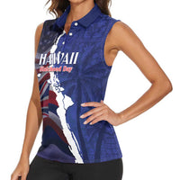 Personalized Hawaii Statehood Day Women Sleeveless Polo Shirt 66th Anniversary - Polynesian Pride