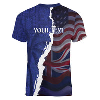 Personalized Hawaii Statehood Day Women V-Neck T-Shirt 66th Anniversary - Polynesian Pride