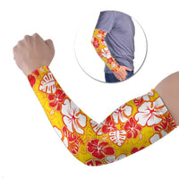 Yellow Hawaii Hibiscus Arm Sleeves Tropical Flowers Seamless Pattern - Polynesian Pride