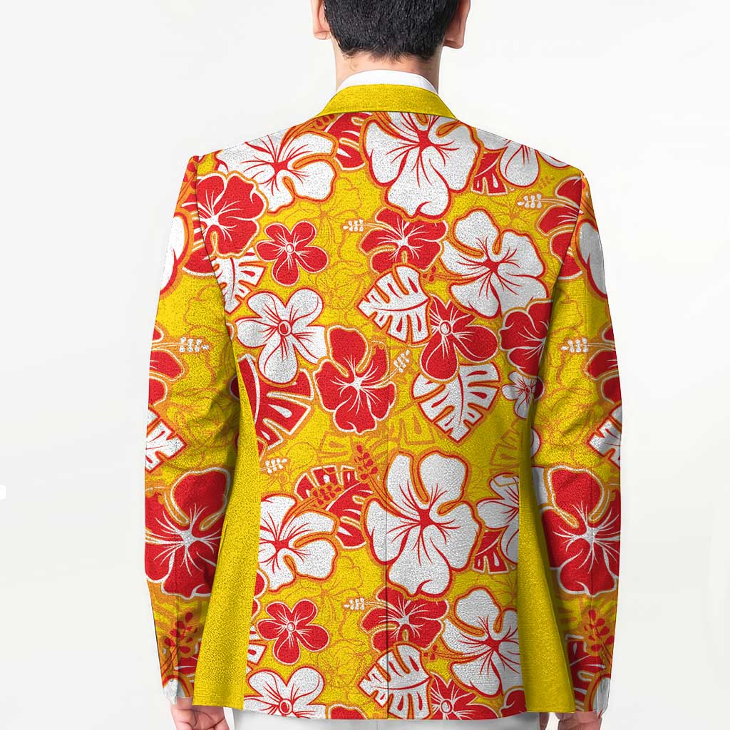Yellow Hawaii Hibiscus Blazer Tropical Flowers Seamless Pattern - Polynesian Pride