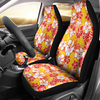 Yellow Hawaii Hibiscus Car Seat Cover Tropical Flowers Seamless Pattern - Polynesian Pride
