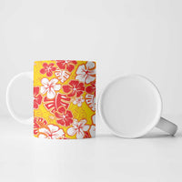 Yellow Hawaii Hibiscus Ceramic Mug Tropical Flowers Seamless Pattern - Polynesian Pride