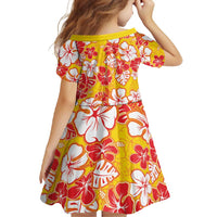 Yellow Hawaii Hibiscus Family Matching Off Shoulder Maxi Dress and Hawaiian Shirt Tropical Flowers Seamless Pattern - Polynesian Pride