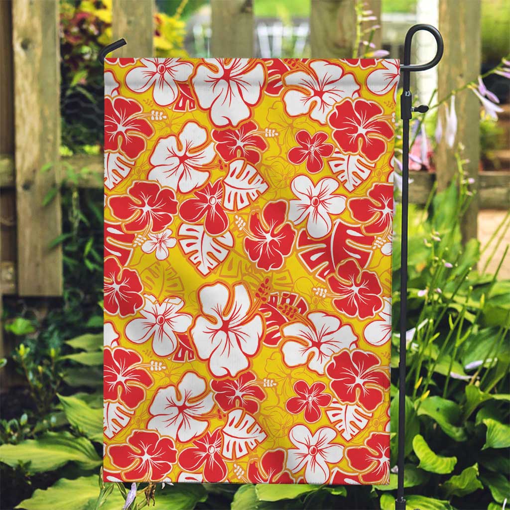 Yellow Hawaii Hibiscus Garden Flag Tropical Flowers Seamless Pattern - Polynesian Pride