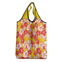 Yellow Hawaii Hibiscus Grocery Bag Tropical Flowers Seamless Pattern - Polynesian Pride