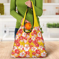 Yellow Hawaii Hibiscus Grocery Bag Tropical Flowers Seamless Pattern - Polynesian Pride
