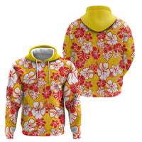 Yellow Hawaii Hibiscus Hoodie Tropical Flowers Seamless Pattern - Polynesian Pride
