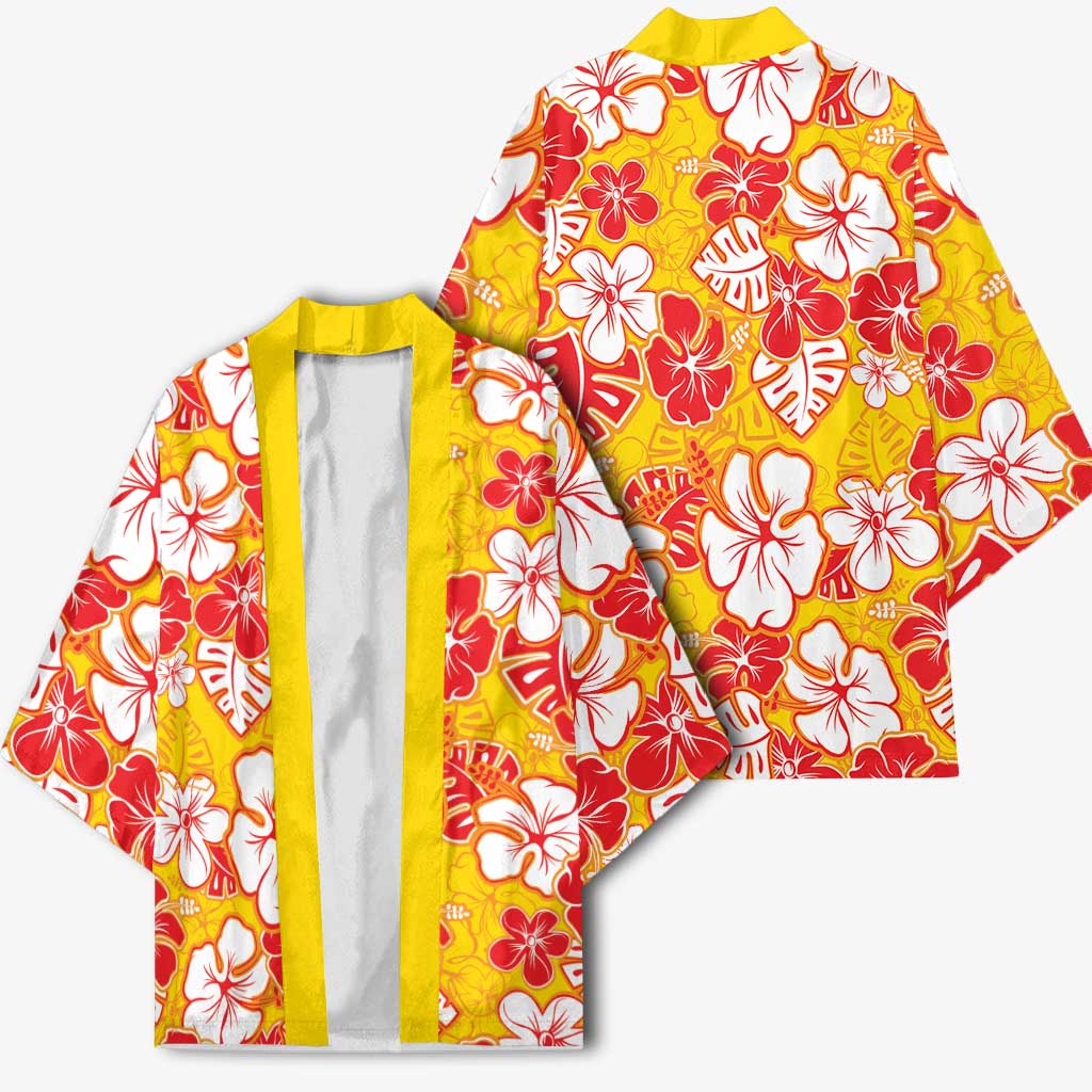 Yellow Hawaii Hibiscus Kimono Tropical Flowers Seamless Pattern - Polynesian Pride