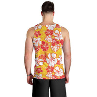Yellow Hawaii Hibiscus Men Tank Top Tropical Flowers Seamless Pattern - Polynesian Pride