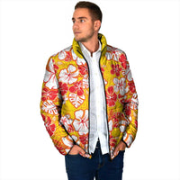 Yellow Hawaii Hibiscus Padded Jacket Tropical Flowers Seamless Pattern - Polynesian Pride