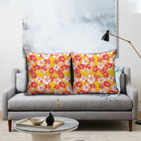 Yellow Hawaii Hibiscus Pillow Cover Tropical Flowers Seamless Pattern - Polynesian Pride