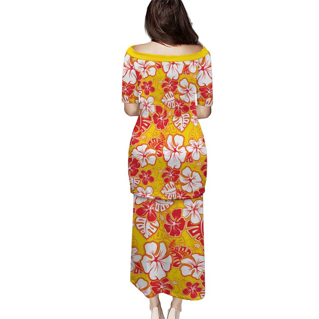 Yellow Hawaii Hibiscus Puletasi Tropical Flowers Seamless Pattern - Polynesian Pride