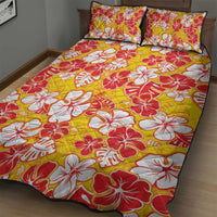 Yellow Hawaii Hibiscus Quilt Bed Set Tropical Flowers Seamless Pattern - Polynesian Pride