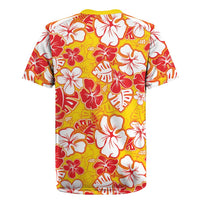 Yellow Hawaii Hibiscus Rugby Jersey Tropical Flowers Seamless Pattern - Polynesian Pride