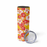 Yellow Hawaii Hibiscus Skinny Tumbler Tropical Flowers Seamless Pattern - Polynesian Pride