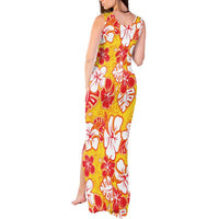 Yellow Hawaii Hibiscus Tank Maxi Dress Tropical Flowers Seamless Pattern - Polynesian Pride