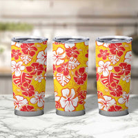 Yellow Hawaii Hibiscus Tumbler Cup Tropical Flowers Seamless Pattern - Polynesian Pride