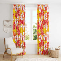 Yellow Hawaii Hibiscus Window Curtain Tropical Flowers Seamless Pattern - Polynesian Pride