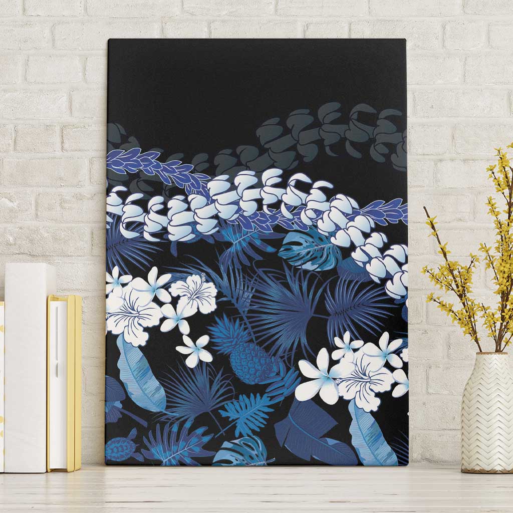 Polu Aloha Hawaii Lei Canvas Wall Art Tropical Flowers Elegant Vibe LT14 Without Frame Blue - Polynesian Pride