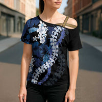 Polu Aloha Hawaii Lei Cross Shoulder Shirt Tropical Flowers Elegant Vibe - Polynesian Pride