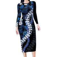 Polu Aloha Hawaii Lei Family Matching Long Sleeve Bodycon Dress and Hawaiian Shirt Tropical Flowers Elegant Vibe - Polynesian Pride