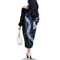 Polu Aloha Hawaii Lei Family Matching Off The Shoulder Long Sleeve Dress and Hawaiian Shirt Tropical Flowers Elegant Vibe - Polynesian Pride