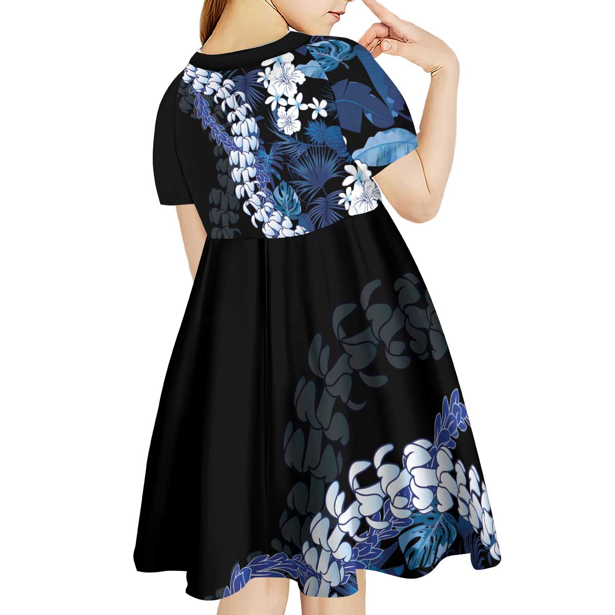Polu Aloha Hawaii Lei Kid Short Sleeve Dress Tropical Flowers Elegant Vibe - Polynesian Pride