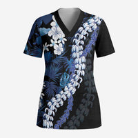 Polu Aloha Hawaii Lei Scrub Top Tropical Flowers Elegant Vibe - Polynesian Pride