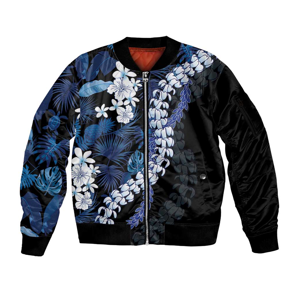 Polu Aloha Hawaii Lei Sleeve Zip Bomber Jacket Tropical Flowers Elegant Vibe - Polynesian Pride