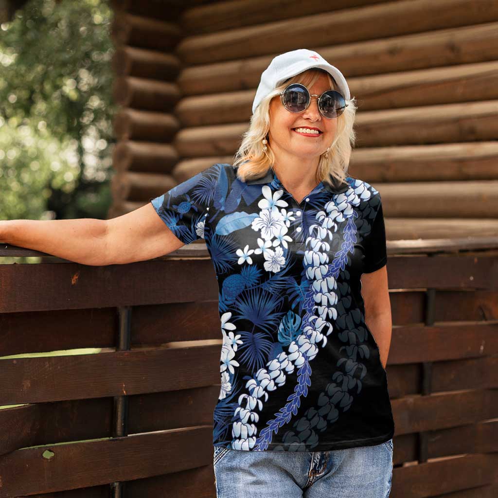 Polu Aloha Hawaii Lei Women Polo Shirt Tropical Flowers Elegant Vibe - Polynesian Pride