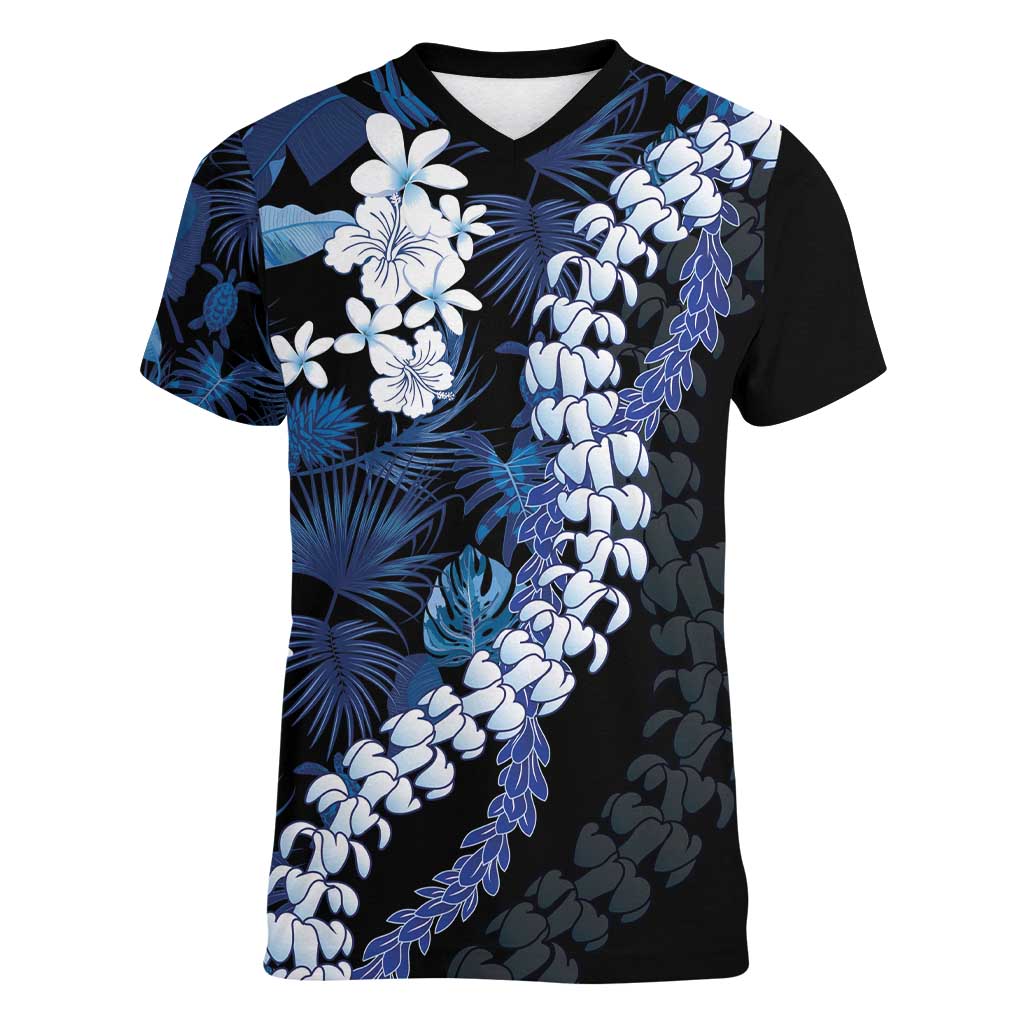Polu Aloha Hawaii Lei Women V-Neck T-Shirt Tropical Flowers Elegant Vibe - Polynesian Pride