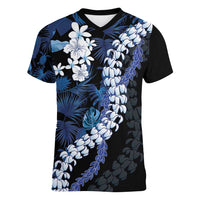 Polu Aloha Hawaii Lei Women V-Neck T-Shirt Tropical Flowers Elegant Vibe - Polynesian Pride
