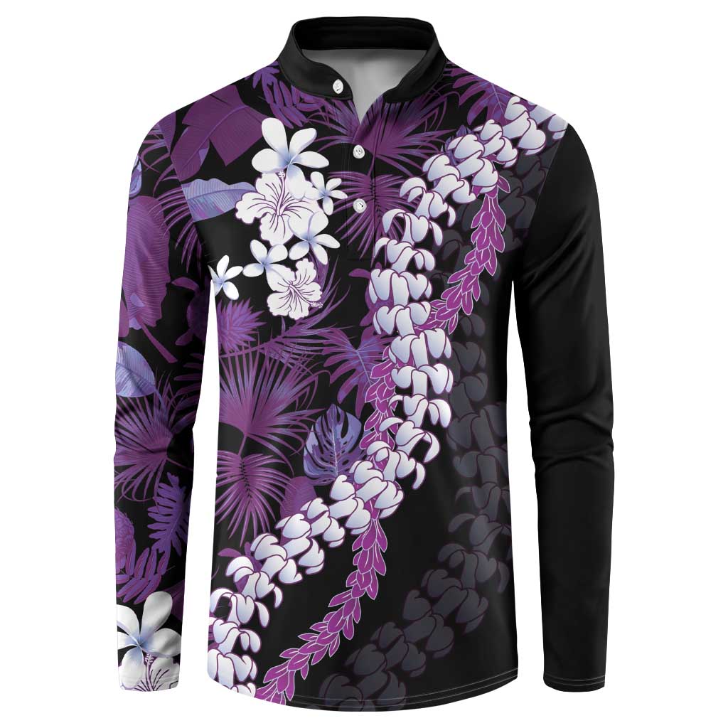 Poni Aloha Hawaii Lei Button Sweatshirt Tropical Flowers Elegant Vibe LT14 Purple - Polynesian Pride