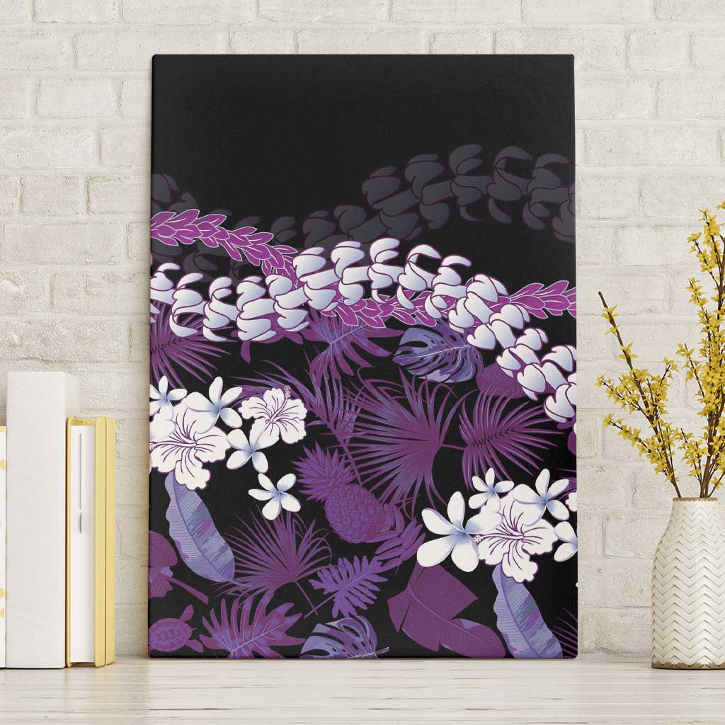 Poni Aloha Hawaii Lei Canvas Wall Art Tropical Flowers Elegant Vibe LT14 Without Frame Purple - Polynesian Pride