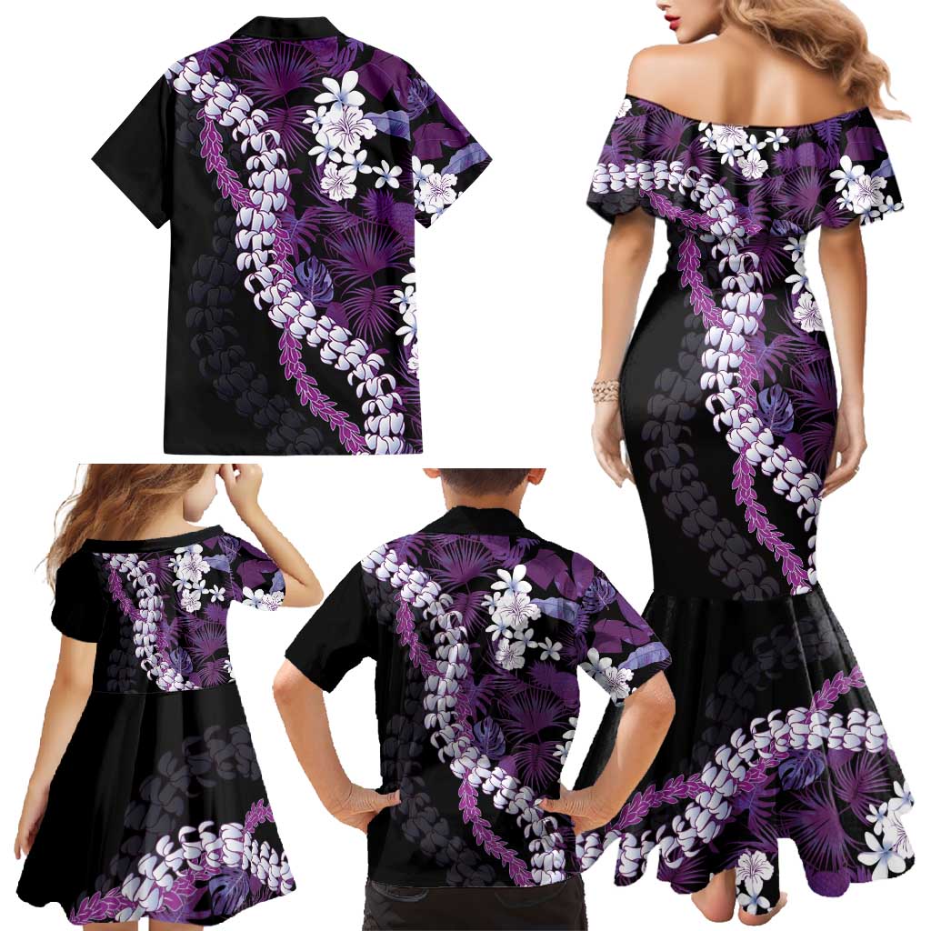 Poni Aloha Hawaii Lei Family Matching Mermaid Dress and Hawaiian Shirt Tropical Flowers Elegant Vibe - Polynesian Pride