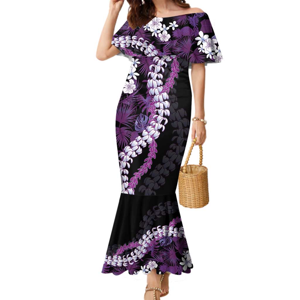 Poni Aloha Hawaii Lei Family Matching Mermaid Dress and Hawaiian Shirt Tropical Flowers Elegant Vibe - Polynesian Pride