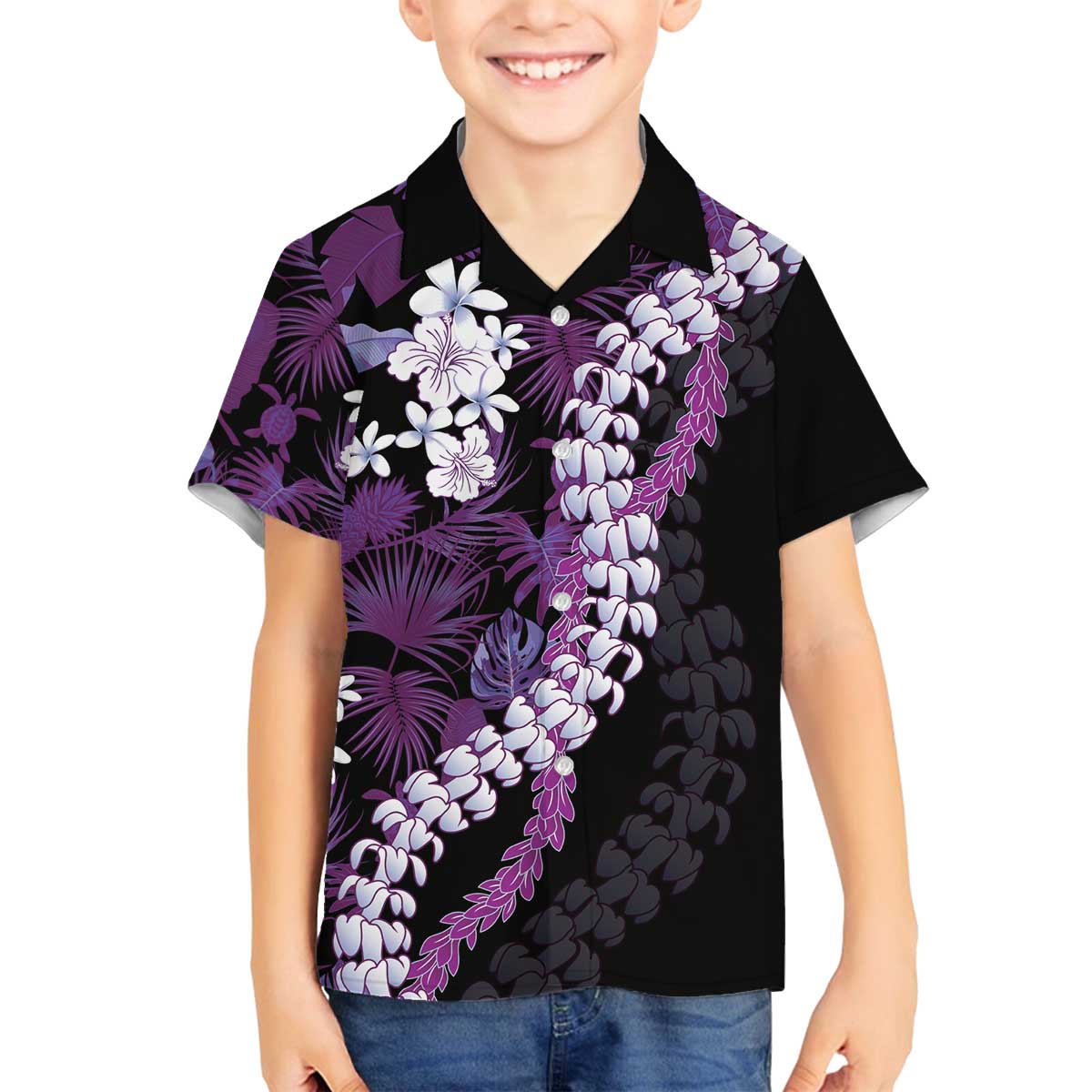Poni Aloha Hawaii Lei Family Matching Off The Shoulder Long Sleeve Dress and Hawaiian Shirt Tropical Flowers Elegant Vibe - Polynesian Pride