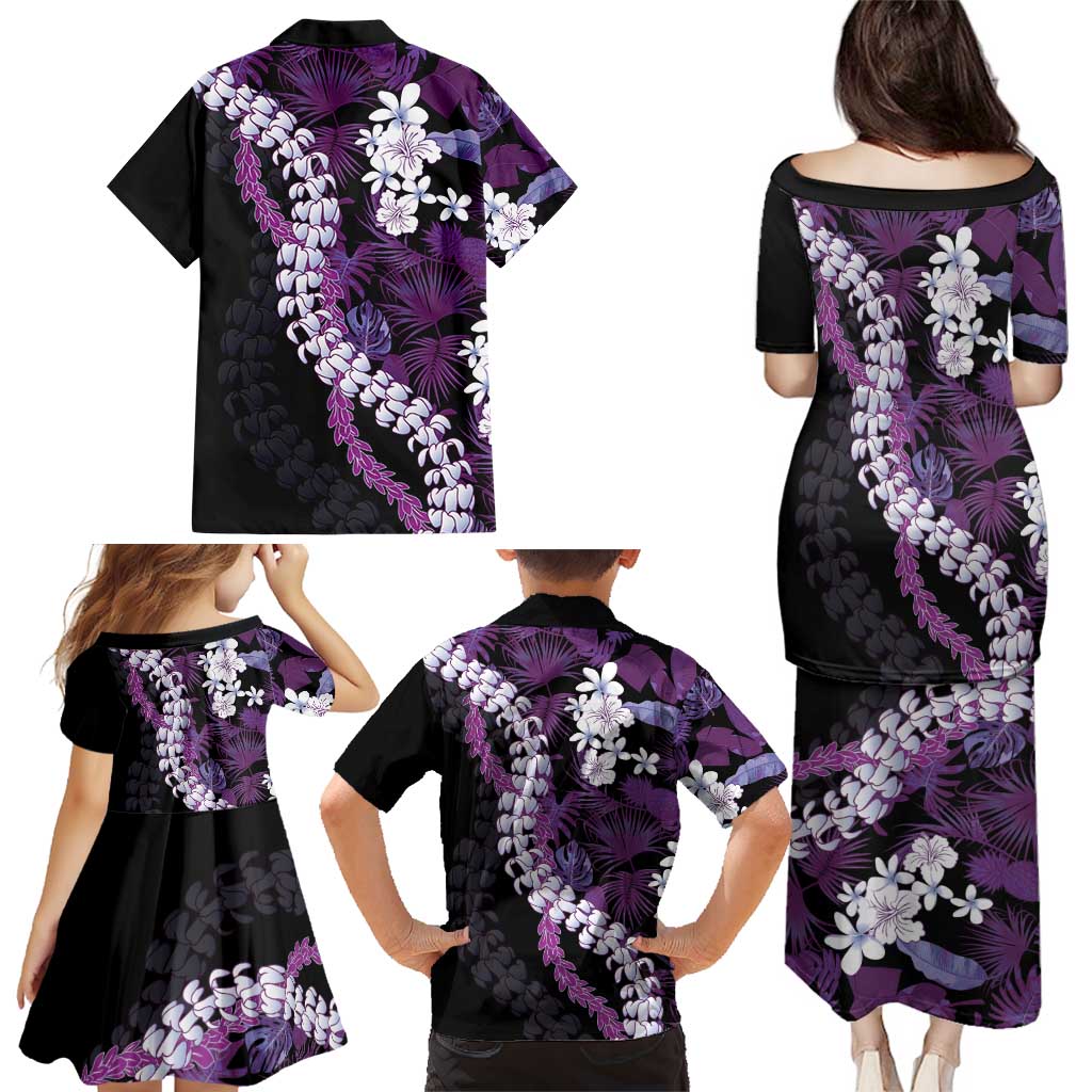 Poni Aloha Hawaii Lei Family Matching Puletasi and Hawaiian Shirt Tropical Flowers Elegant Vibe - Polynesian Pride