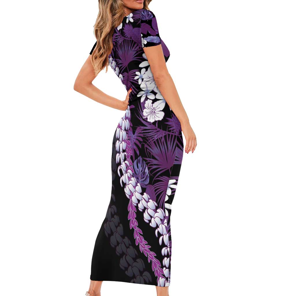 Poni Aloha Hawaii Lei Family Matching Short Sleeve Bodycon Dress and Hawaiian Shirt Tropical Flowers Elegant Vibe - Polynesian Pride