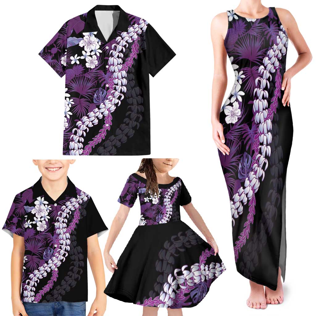 Poni Aloha Hawaii Lei Family Matching Tank Maxi Dress and Hawaiian Shirt Tropical Flowers Elegant Vibe LT14 - Polynesian Pride