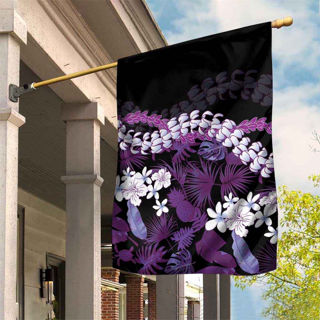 Poni Aloha Hawaii Lei Garden Flag Tropical Flowers Elegant Vibe - Polynesian Pride