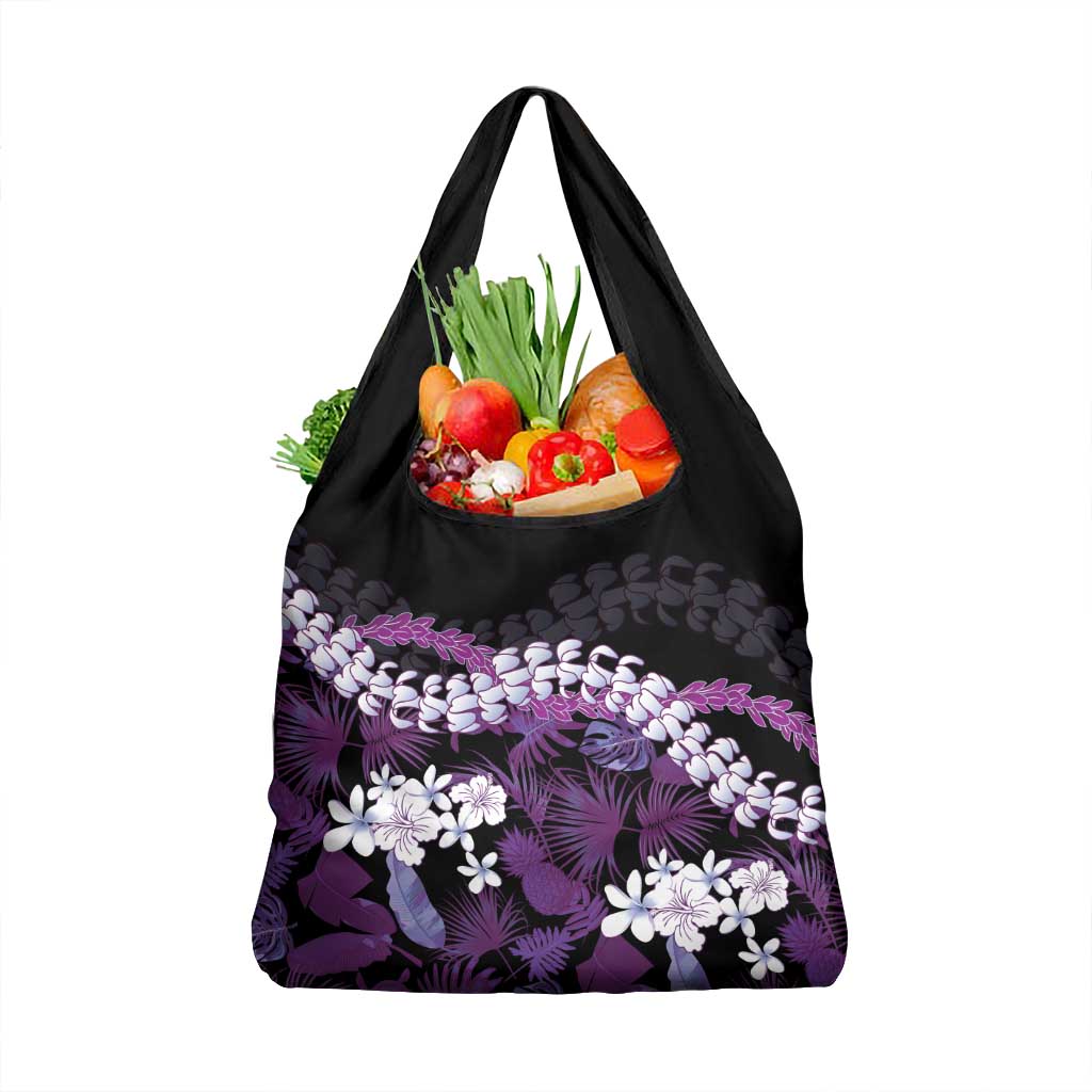 Poni Aloha Hawaii Lei Grocery Bag Tropical Flowers Elegant Vibe LT14 1-pack One Size Purple - Polynesian Pride