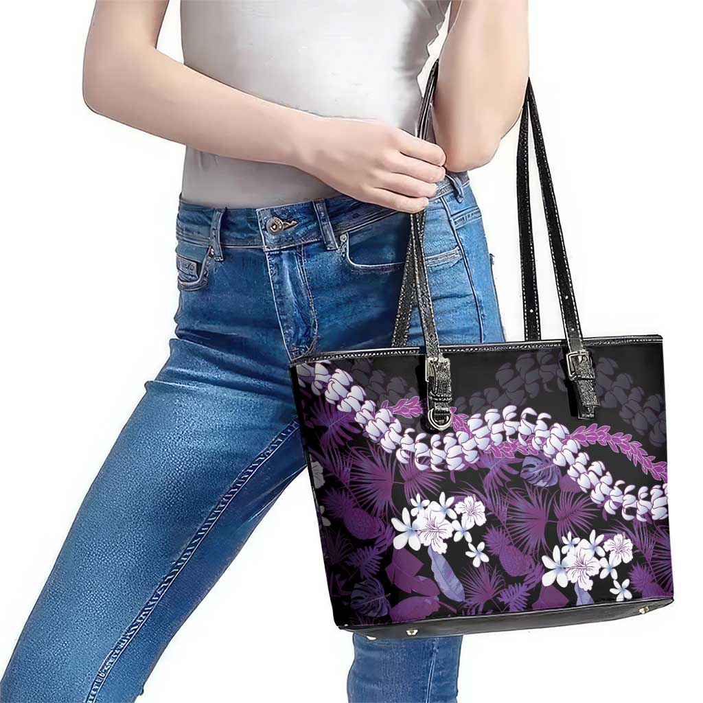 Poni Aloha Hawaii Lei Leather Tote Bag Tropical Flowers Elegant Vibe - Polynesian Pride