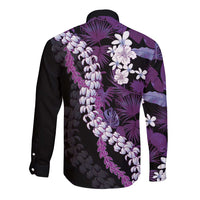 Poni Aloha Hawaii Lei Long Sleeve Button Shirt Tropical Flowers Elegant Vibe LT14 - Polynesian Pride